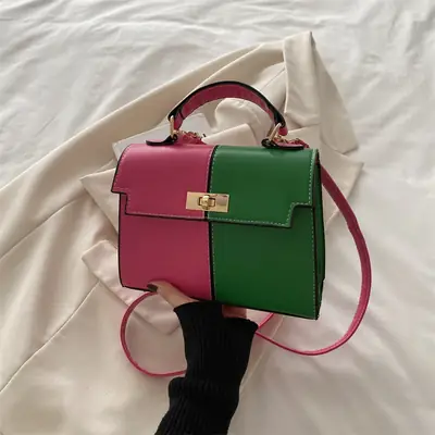 Foreign-style Green Pink Crossbody Bag for Women