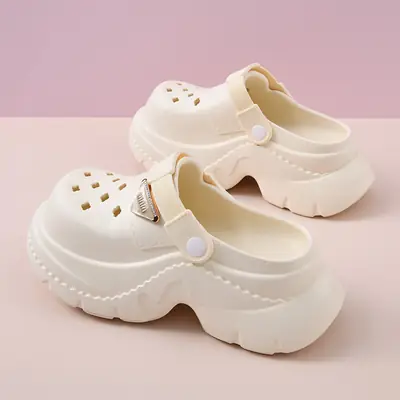 Women's White EVA Beach Sandals Thick High-Step
