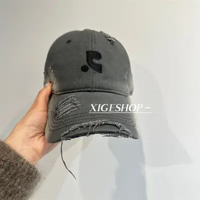 Women Baseball Cap Small Grey Black Embroidered