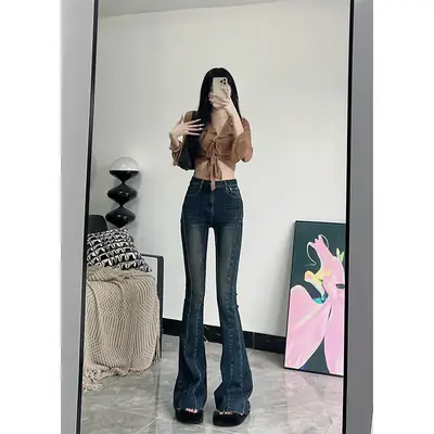 Dark Blue Flared Jeans for Tall Women 175cm