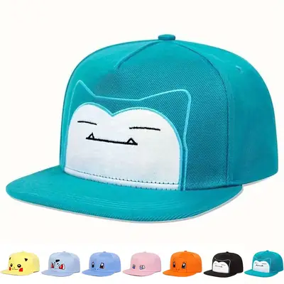 Turquoise Monster Embroidered Flat Cap Hat