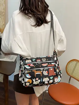 Women's Printed Oxford Shoulder Bag 2024 Large Capacity