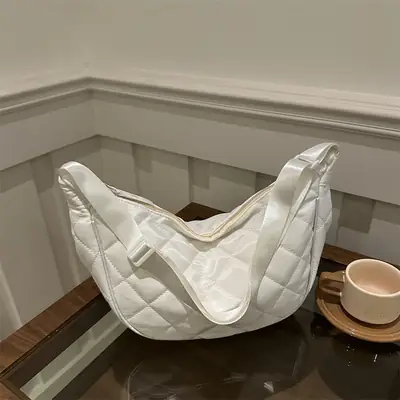 White Quilted Crossbody Bag for Women