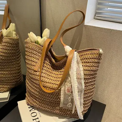 Summer Straw Woven Shoulder Bag Large Capacity Women
