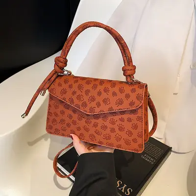 Retro Embossed PU Women's Shoulder Bag Brown