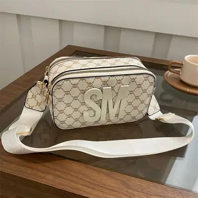Women's Retro Crossbody Bag with Letter Print