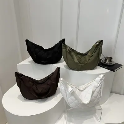 Large Capacity Rhombic Embroidery Shoulder Bag Women