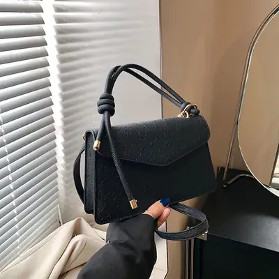 Black Square Shoulder Crossbody Bag for Women 2025