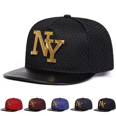 NYC Metal Letter Cap Blue Flat Bristle Men