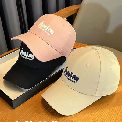 Women's K-Style Beige Baseball Cap with Embroidered Logo
