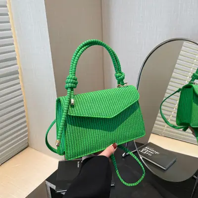 Vintage Green Square Shoulder Bag for Women 2025
