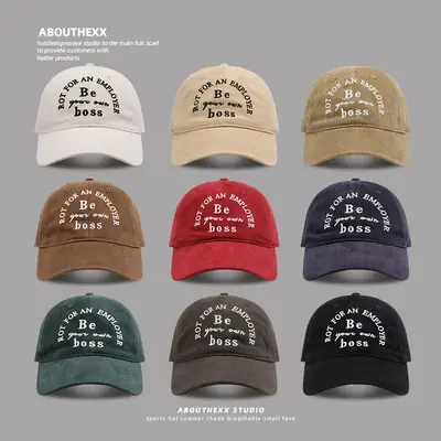 American-style Black Embroidered Cap for Women Men