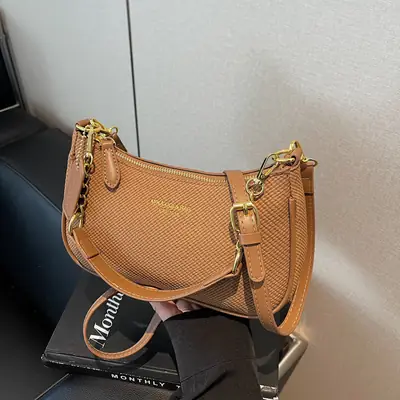 Women's 1-Shoulder Textured Brown Handbag