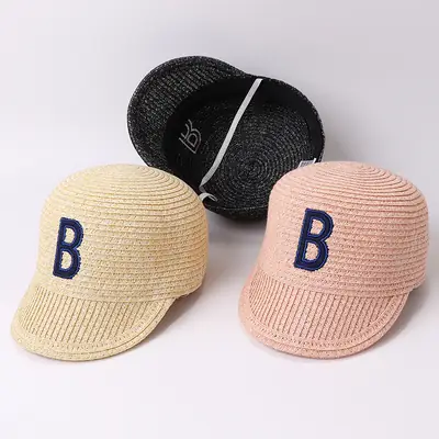New Straw Letter Cap for Men Women Summer Travel Sunshade Hat