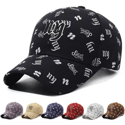 Black Embroidered Baseball Cap with White Letter Print