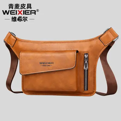 Men's Waterproof Crossbody Bag Tan Large Capacity