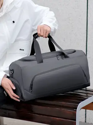 Grey Multi-Function Shoulder Bag for Travel & Fitness