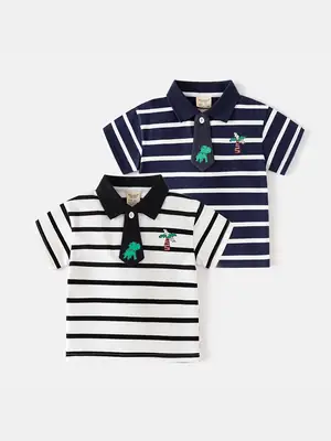 Boys Navy Striped Polo Shirt Summer 2025