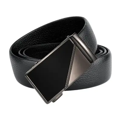 Men's Black Cowhide Belt with Silver Buckle