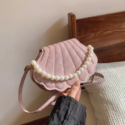 Pink Pearl Embellished Shoulder Bag for Women