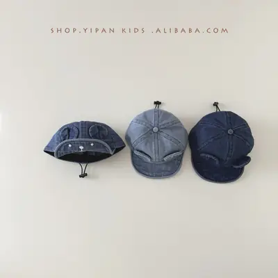 Girls Denim Bear Ears Cap Spring Autumn 2025