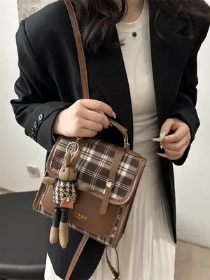 Vintage Plaid Shoulder Bag for Women 2025 New Autumn Winter