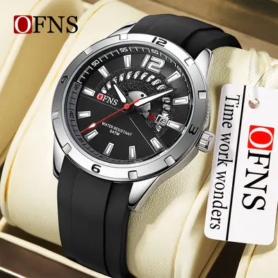 Men's Quartz Watch with Calendar & Silicone Strap
