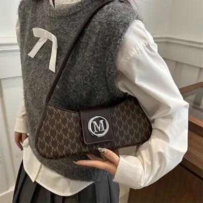 Women's Western Style Shoulder Bag with Monogram Logo