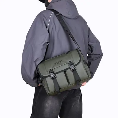 Men's Vintage Crossbody Messenger Bag Olive Green Large Capacity