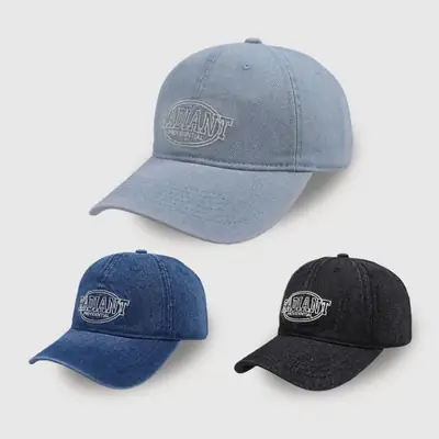 Women's Blue Embroidered Washed Baseball Cap
