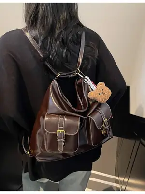 Women's Retro Crossbody Shoulder Bag Brown Leather 2025