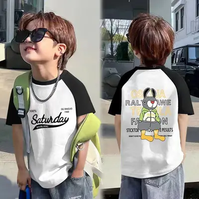 100 Cotton Boys Summer Half Sleeve T-Shirt with Graphic Design