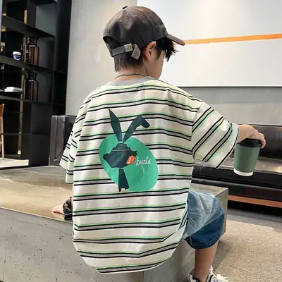 Boy's Striped Cotton T-Shirt Summer Wear