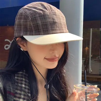 Vintage Plaid Baseball Cap Women Summer Lightweight Breathable
