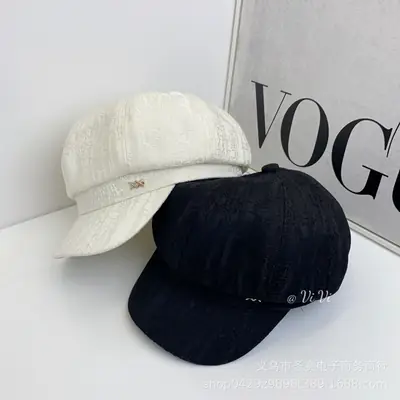 White Pleated Cap for Girls Women Summer Wear