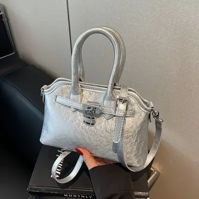 Silver Embroidered Shoulder Bag for Women 2025