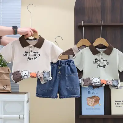 Boys Cotton Short Sleeve Polo Shirt & Jeans Set
