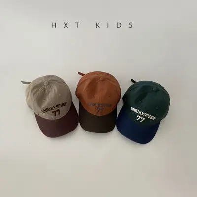 Children's Cap Spring Autumn Western Color Small Letter Embroidered Soft Top Sunshade Hat Trendy Children's Baby Baseball Cap
