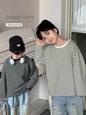 Tongku Boys Striped Long Sleeve T-Shirt