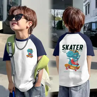 Boys T-shirt Rainbow Smile Back Design Summer Wear