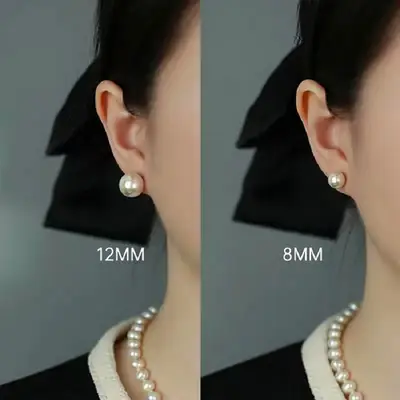 Natural Pearl Earrings High-end 925 Silver Women's Sterling Silver Vintage Mosquito Plate Pearl Ear Clip