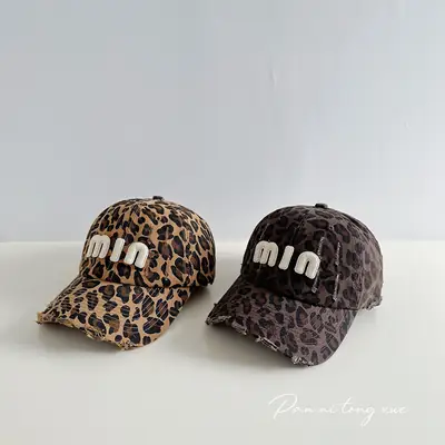 2024 New Korean Style Leopard Print Baseball Cap Women Spring Summer Autumn