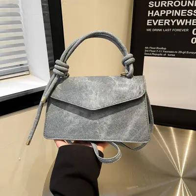 Retro Square Handbag for Women Grey 2025