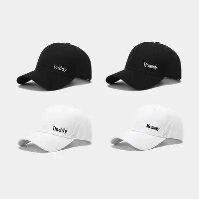 Black Embroidered Baseball Caps for Mommy & Daddy