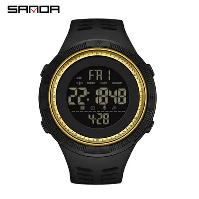 Sanda Digital Fitness Watch Black Red Waterproof