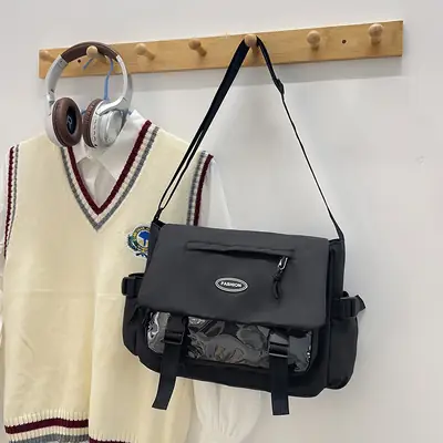 Black Crossbody Bag for Students College Commute