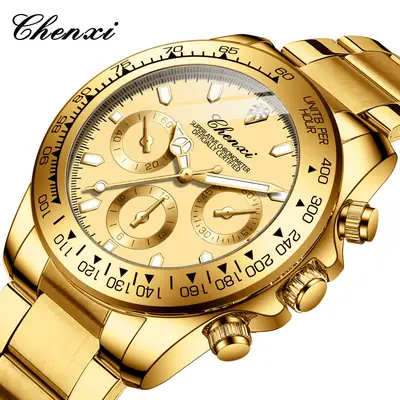 Chenxi Gold Chronograph Men's Watch with Luminous Dial