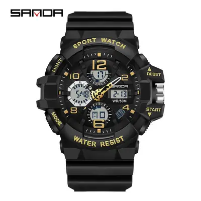 Sanda Sport Watch Waterproof Multi-Function Black White