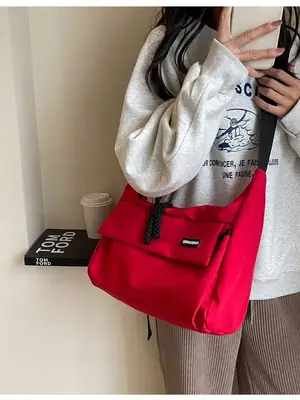 Red Crossbody Bag for Girls Student Large Capacity