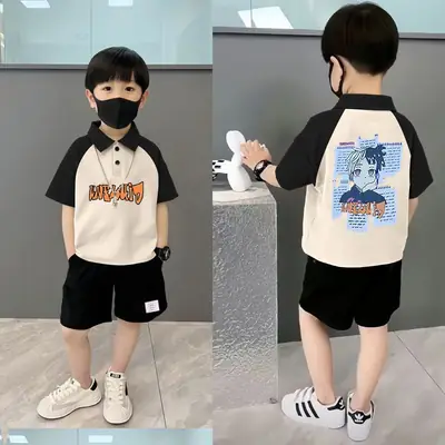 Boys Pure Cotton Polo Shirt Short Sleeve Summer Top